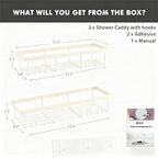 Moforoco Shower Caddy Shelf Organizer Rack, Self Adhesive Black Bathroom - Image 2