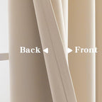 IGEMAEVE Beige Curtains 96 Inch Length 2 Panels Set, Light Filtering Curtains - Image 4