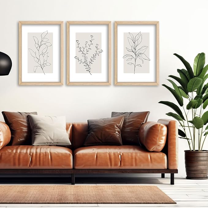 YWJKWLGS Neutral Botanical Prints Framed Wall Art Decor 11x16 Inch Set of 3 - Image 5