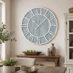 Quelay 30 Inch Coastal Wall Clock, Quiet Ticking Battery Operated, Rustic Retro - Image 4