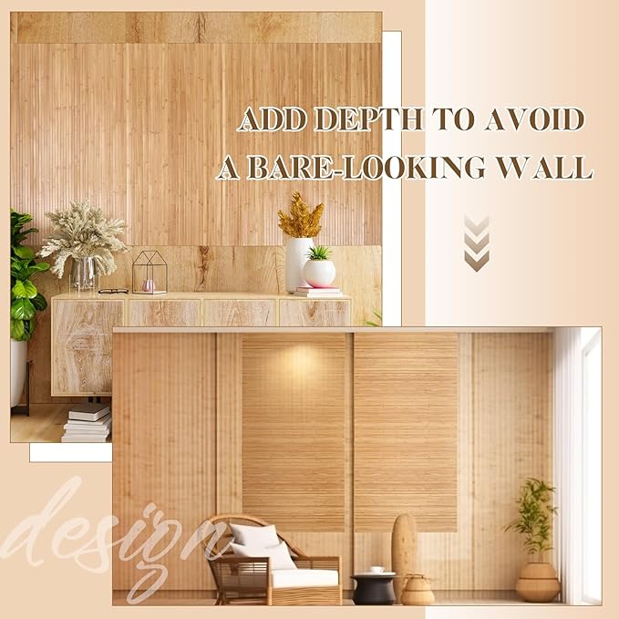 Juexica 2 Pcs Natural Bamboo Wall Panel 12 x 96 Inch Bamboo Covering Renewable - Image 3