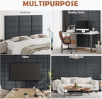 IFNOW Upholstered Wall Mounted Headboard, 3D Soundproof Wall Panels Peel and - Image 6