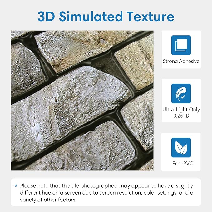 COMSTICKC 3D Stone Wall Panel Peel and Stick, DIY Lightweight PVC Stone Brick - Image 3
