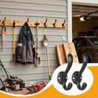 6 Pack Coat Hooks Wall Mount Heavy Duty Utility Retro Double Hooks - Image 9