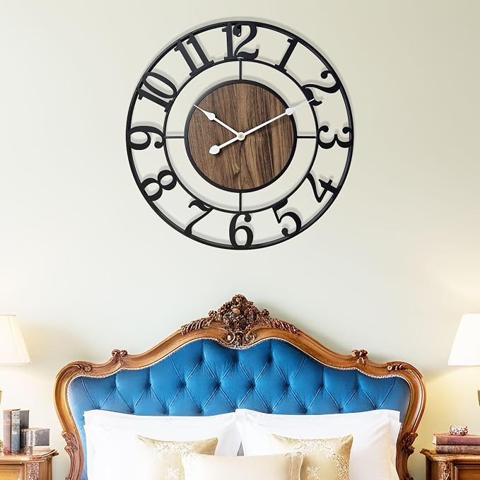 Large Metal Wall Clock, 30 Inch Retro Decorative Silent, Non Ticking, Battery - Image 7