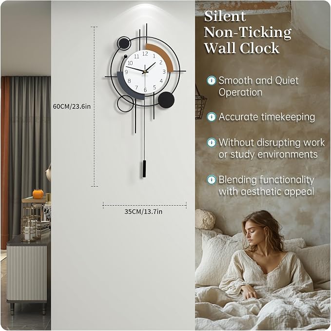 Large Wall Clocks for Living Room Decor Modern Silent Wall Clock Battery - Image 4