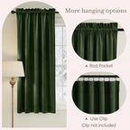 NICETOWN Olive Green 63 inch Long Velvet Curtains - Image 4