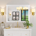 Amorho Bathroom Mirror, 40x30 Inch White Thick Metal Framed Wall Mirrors by Amorho