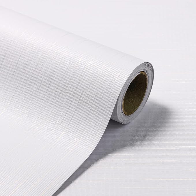 Grasscloth Peel and Stick Wallpaper White Gold Wallpaper 15.7"x 196" Thick by TAPETYLLER