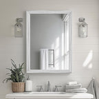White Grey Wood Effect Framed Wall Mirror, 22x30 Rectangle Mirror, by Ultrue