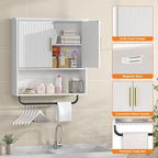 Bathroom Wall Cabinet with Towel Bar, 2 Doors & Adjustable Shelves - Image 3