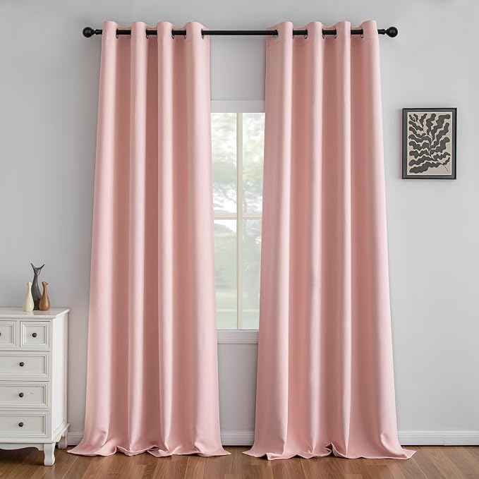 IGEMAEVE Gossamer Pink Curtains 108 Inch Length 2 Panels Set, Light Filtering by IGEMAEVE