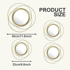 4 Piece Gold Round Wall Mirror Set Modern Metal Circle Home Decor - Image 6
