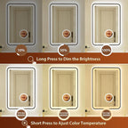 24x36 Inch Black Framed LED Bathroom Mirror - Image 4