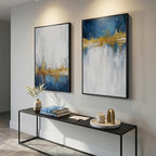 Framed Blue and White Abstract Wall Art - Image 2