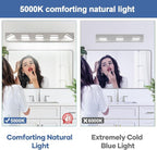 360° Rotate LED Bathroom Vanity Light Fixtures, 2100LM Acrylic Brushed Nickel - Image 5
