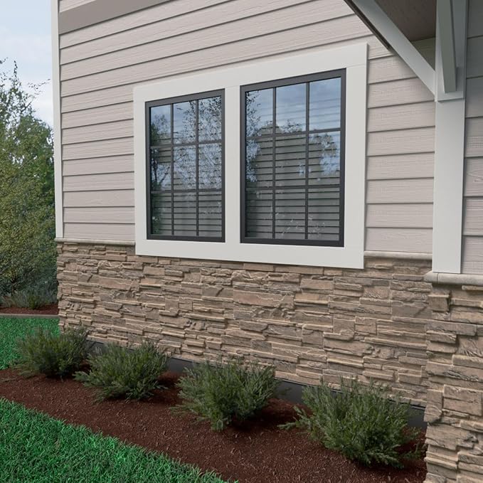 EverStone Cascade Faux Stone Panel, 48 5/8"W x 24 3/4"H x 1 1/4"D, Polermo Color - Image 10
