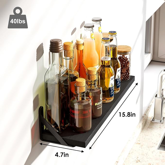 Fixwal Floating Shelves, Width 4.7in Rustic Wood Wall Shelves Set of 8 - Image 3