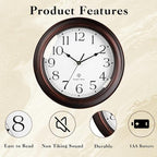 KECYET Atomic Wall Clock 10 Inch, Silent Non-Ticking Vintage Clock Battery - Image 5