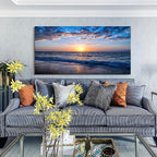 Wapluam Large Canvas Wall Art Sunset Beach Painting Picture Print on Canvas - Image 6