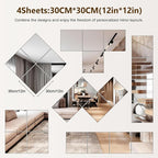 Full Length Mirror Tiles, 12x12 Inch Unbreakable Acrylic Squares - Image 2