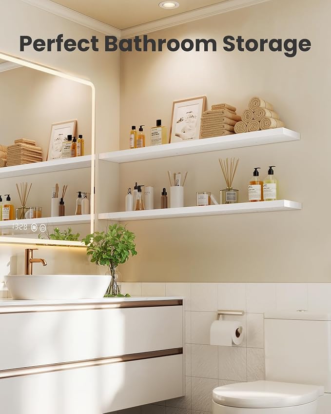 AMADA HOMEFURNISHING 35.4" L Floating Shelves, Wall Shelves Set of 3 - Image 5