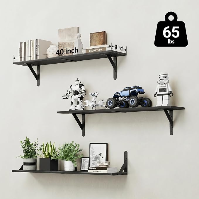 WOPITUES Floating Shelves for Wall 40″W x 8″D, Long Wall Mounted Shelves Set of - Image 3