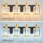 4 Light Crystal Vanity Lights for Bathroom, Modern Matte Black and Gold Wall - Image 7