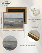 InSimSea Framed Canvas Wall Art, Vintage Coastal Landscape Painting, Rustic - Image 5