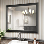 Amorho Bathroom Mirror Black, 40X36 Inch Thick Metal Framed Wall Mirrors by Amorho