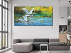 Anolyfi Swan Wall Art for Living Room, Goose Painting Large Animals Artwork - Image 6