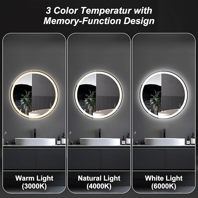 DUMOS 30 Inch Round LED Bathroom Mirror - Image 6