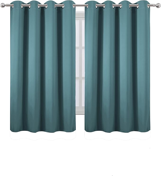 LEMOMO Blackout Curtains 52 x 45 inch/Sea Teal Curtains Set of 2 Panels/Thermal - Image 2