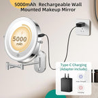 FUNTOUCH 5000mAh Rechargeable Wall Mounted Makeup Mirror - Image 3