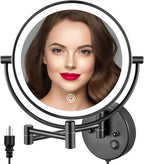 ALHAKIN 9" Wall Mounted Lighted Makeup Mirror, Large Double Sided 1X/10X by ALHAKIN