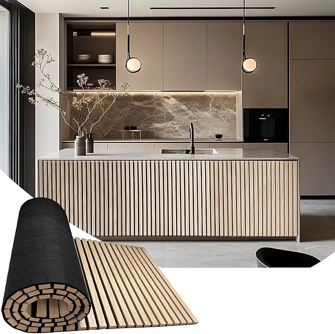 94.5 x 23.6 in Acoustic Wood Wall Panels, 3D Flexible Soundproof Wall Panels by Art1