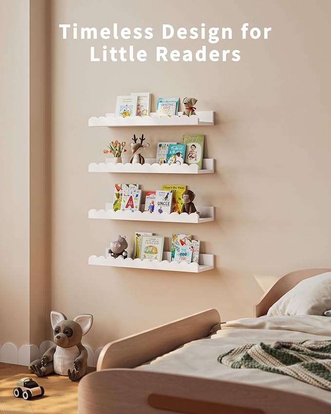 Shario Nursery Book Shelves, Scalloped Shelves, Wall Book Shelves - Image 6