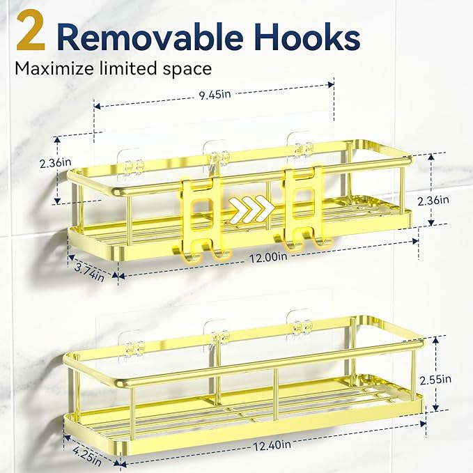 YASONIC Shower Caddy Adhesive, No Drill Bathroom Shower Organizers, - Image 5