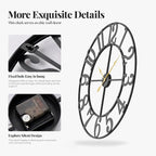 40 Inch Large Wall Clock, Silent Non-Ticking Battery Operated Black Metal Wall - Image 6