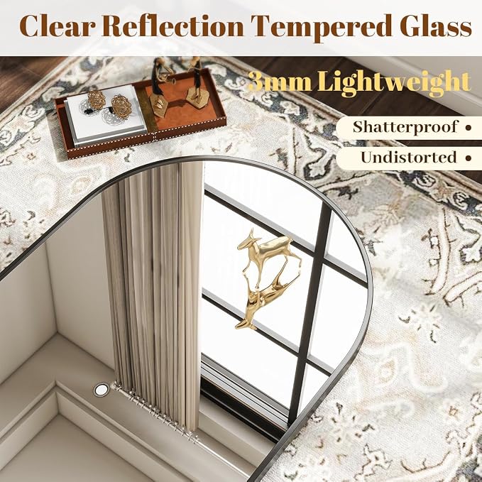 VooBang Wide Arched Wall Mirror, 31 x 32 inch Arch Bathroom Mirror, Wall - Image 4