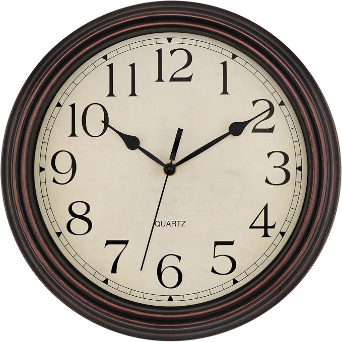 Foxtop 14 Inch Wall Clock Battery Operated Silent Non-Ticking Round Classic by Foxtop