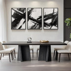 Large Framed Black and White Abstract Canvas Wall Art - Image 4