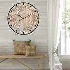24 Inch Grand Farmhouse Wall Clock, Vintage-Inspired Wood & Metal Design - Image 4