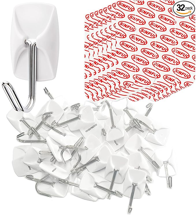 Sinfuo Wire Hooks for Wall Small 32 Hooks, Heavy Duty Wall Hooks by Sinfuo