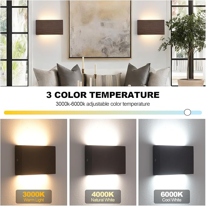 Wood Wall Sconce Indoor Wall Lights Hardwired 2 Pack Up and Down，wall Lights - Image 4