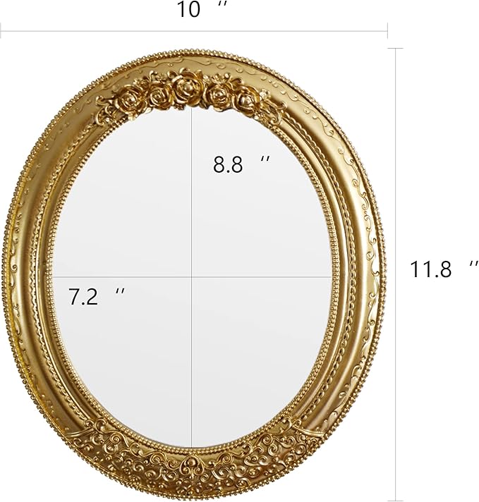 Oval Resin Vintage Mirror, Wall Mounted Decorative Mirror - Image 3