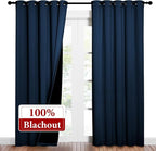 NICETOWN Moroccan Blue Full Shade Curtain Panels, Pair of Energy Smart & Noise - Image 2