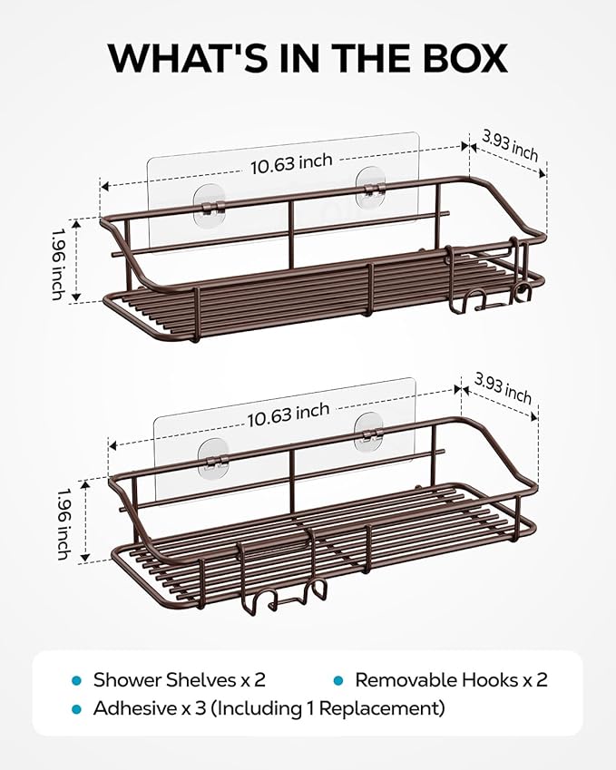 Nieifi Shower Caddy Shelf Storage Rack Adhesive Without Drilling Stainless Steel - Image 7