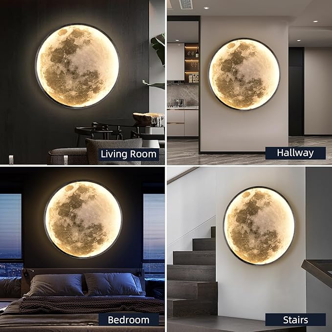 QIYIMEILUX 31.5 inch Large Moon Wall Sconce Plug in Dimmable Modern LED Wall - Image 6