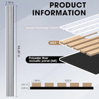 Wood Slat Acoustic Panels, 4 Pack 94.5"x7.9" 3D Wall Panels, Modern Fluted - Image 2